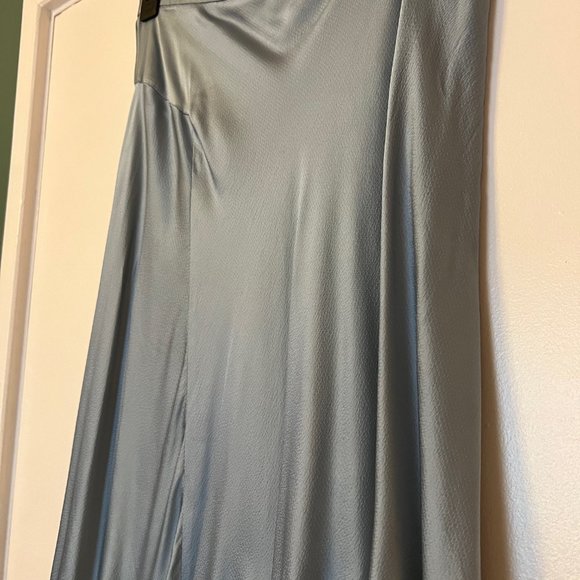 Lewit Asymmetrical Satin Skirt in Light Blue - Picture 4 of 11